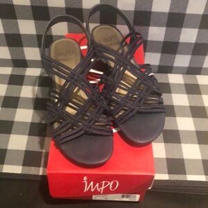 Impo Navy Dress Sandal Stretch Fit Size 8